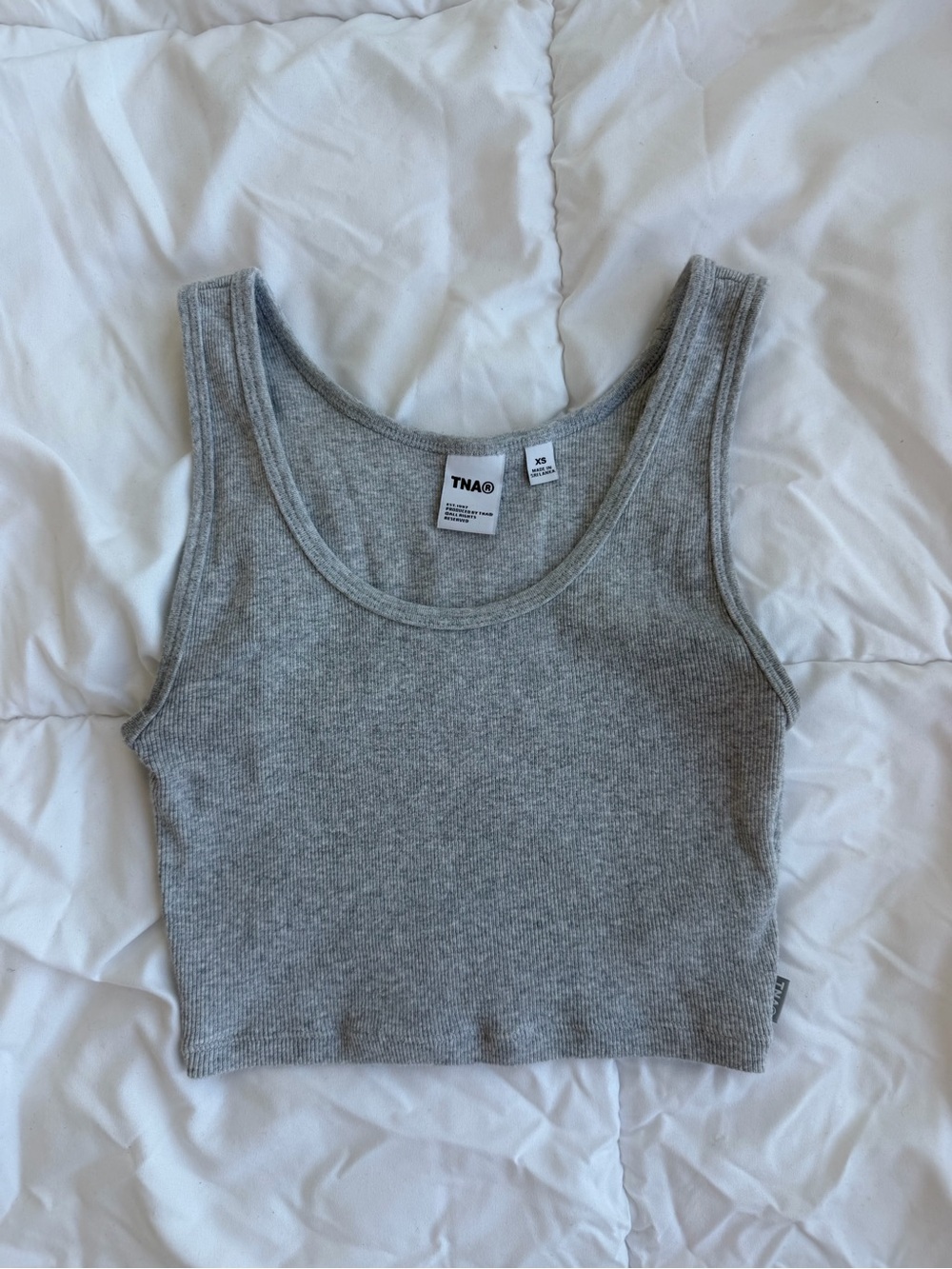 Aritzia TNA Grey Ribbed Crop Tank Top XS